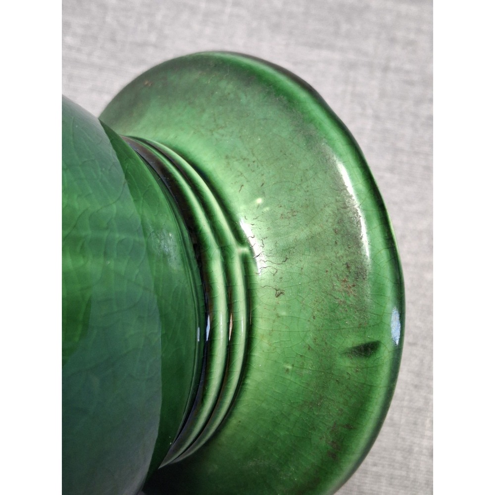 Vintage McCoy Pottery Green Ribbed Vase Tab Handles USA Art Pottery Mid Century - Picture 7 of 11